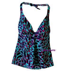 Victoria's Secret Tankini Halter Top Blue Pink Size Large Collector's Item New